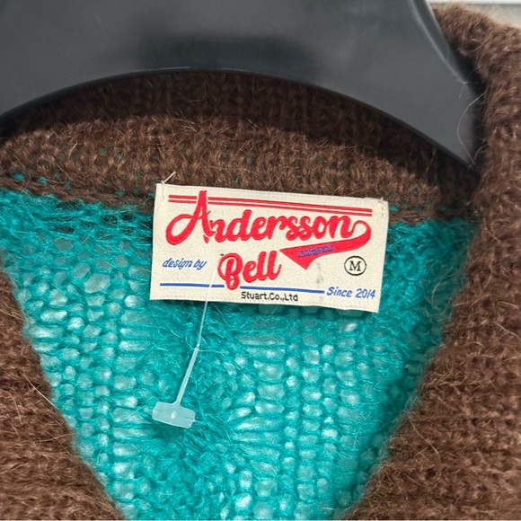 ANDERSSON BELL Men’s Patchwork Checkered Zip Cardigan Mohair Sweater M - Picture 6 of 15